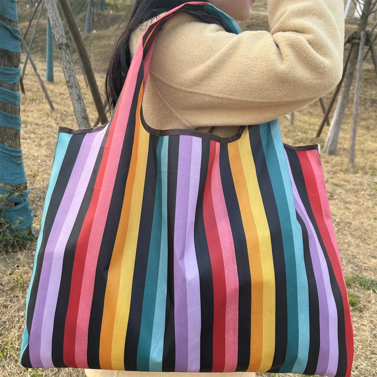 sac de courses pliable de grande capacité en tissu oxford, sac fourre-tout écologique, sac à bandoulière de voyage imperméable, sac à main réutilisable