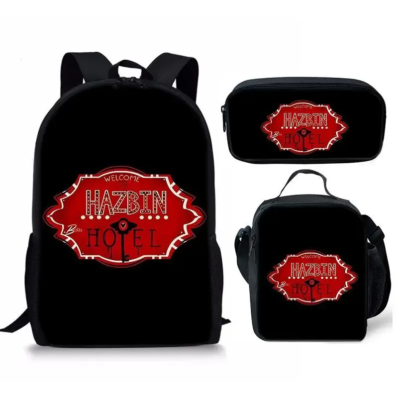 hôtel hazbin sac à dos cartable sac à déjeuner trousse à crayons ensemble cadeau pour enfants étudiants