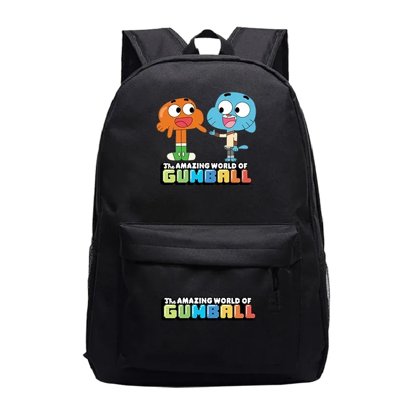 Sac à dos The Amazing World of Gumball pour garçons et filles, sac à dos de dessin animé de grande capacité, sac à livres pour étudiants, sac de voyage unisexe pour l'extérieur