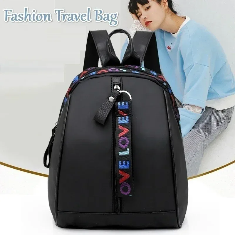 sac à dos noir à la mode et polyvalent, mini petit sac à bandoulière design en toile, sac à dos de sport étanche de voyage unisexe