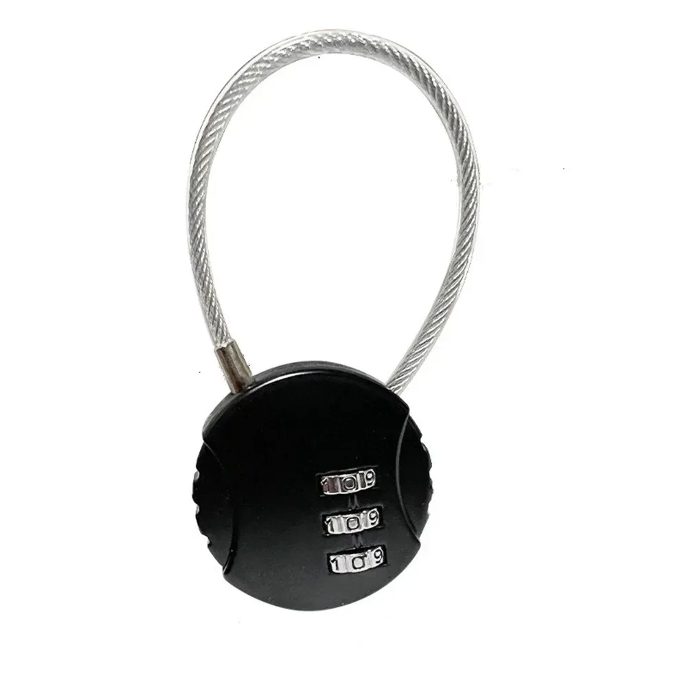 serrure à combinaison ronde en câble métallique d'acier, pour bagages, sacs, sacs à dos, étuis à poignées, mini cadenas à combinaison à trois chiffres