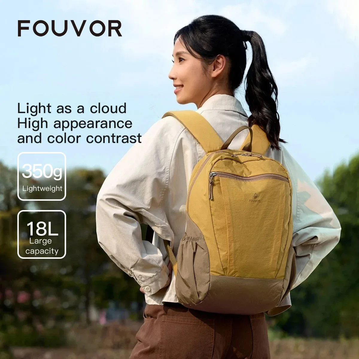 Sac à dos en nylon grande capacité Fouvor 2026 léger pour le voyage, la randonnée, le sport, les trajets quotidiens et l'école - Modèle 3068-09