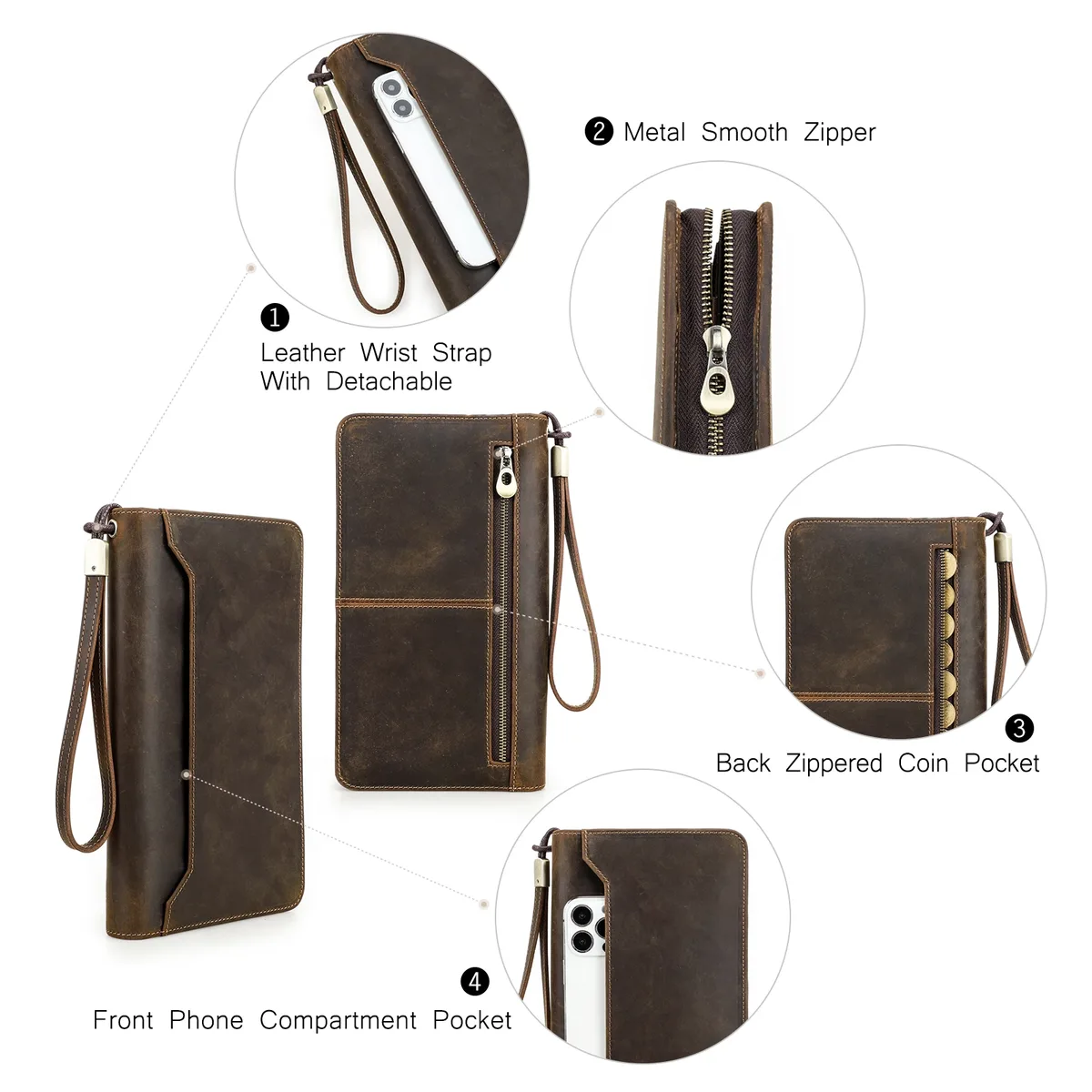 porte-passeport familial en cuir véritable contact's avec emplacement airtag, porte-stylo, pochette à monnaie, portefeuille de voyage et de passeports