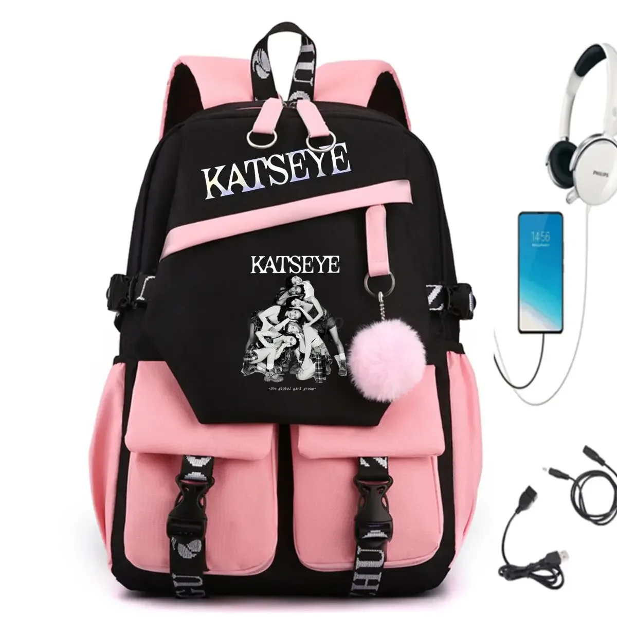 sacs d'école y2k katseye pour adolescentes, style coréen ulzzang, cadeau de rentrée scolaire, sac à dos pour étudiantes, sac de voyage imprimé kpop girls group