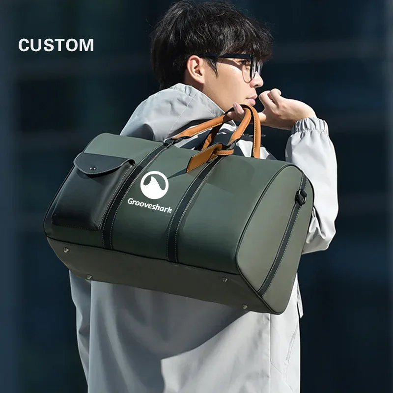 sac de voyage personnalisé de grande capacité, sac à bandoulière imperméable, sac de voyage en cuir pour homme, sac à main, sac d'affaires avec logo imprimé