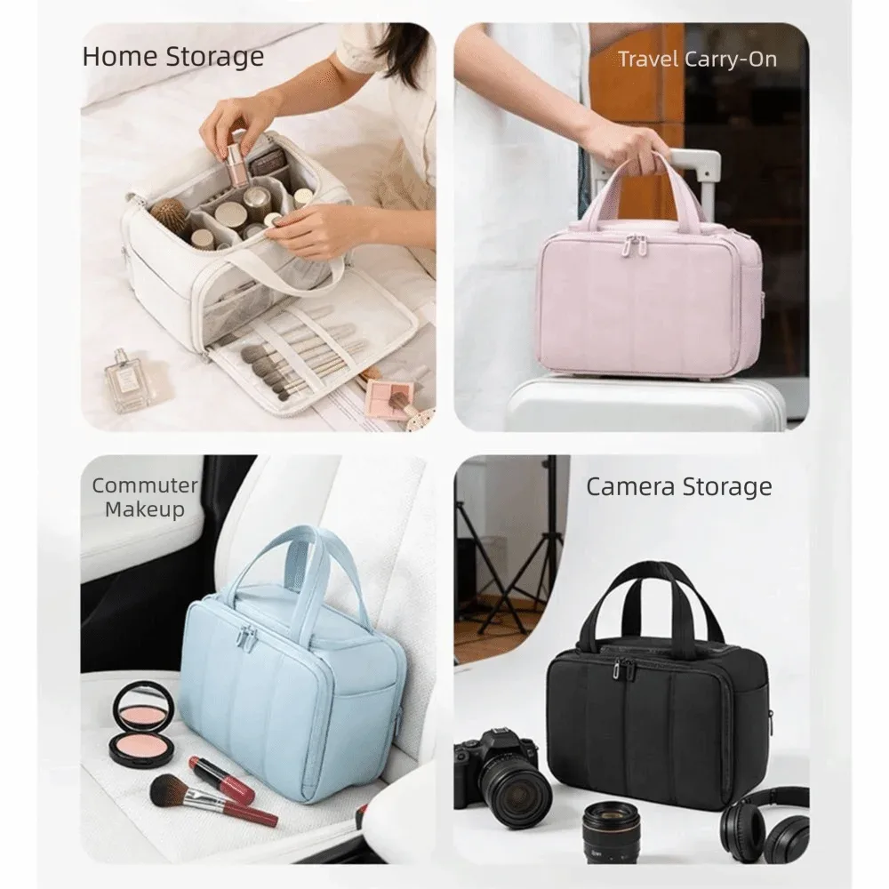 trousse de toilette de voyage grande capacité, séparation sec-humide, étanche, pochette cosmétique portable, séparateurs réglables, multi-compartiments