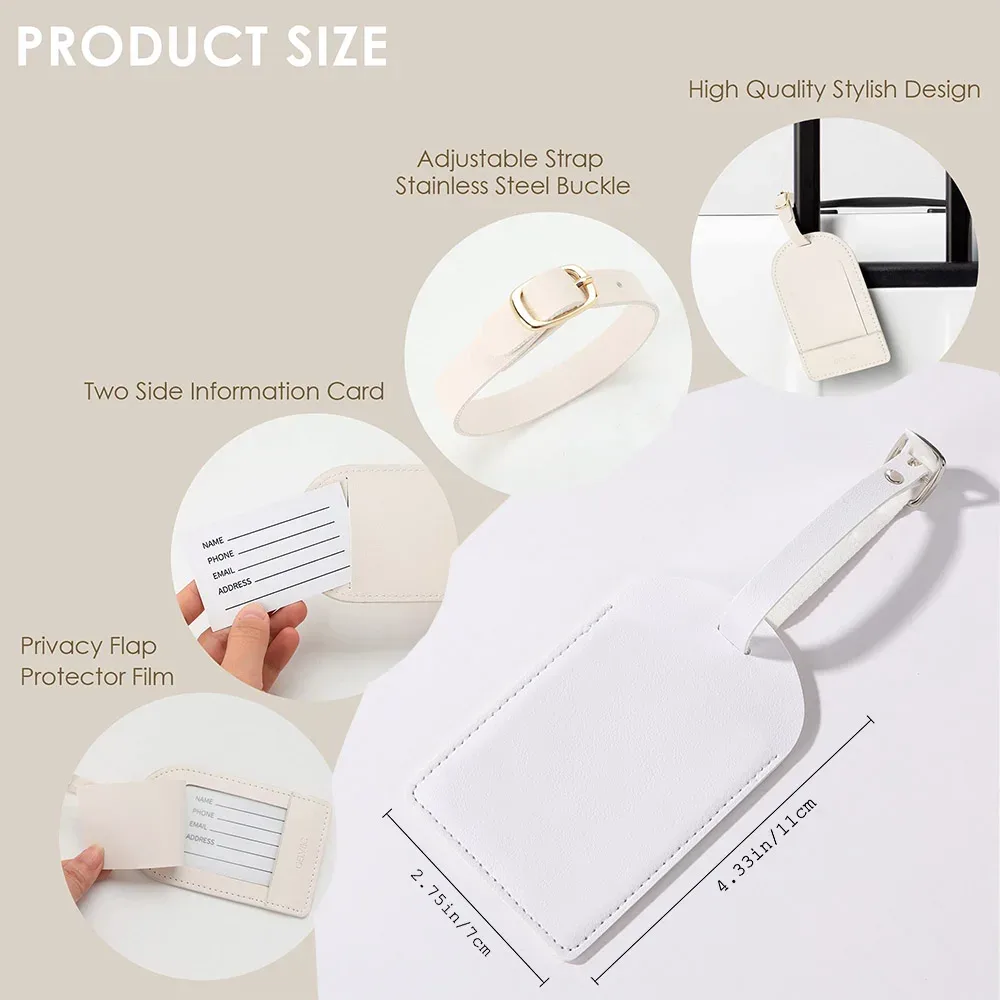 étiquette de bagage en cuir pu personnalisée initiale avec nom étiquette d'identification de valise étiquettes de sac à bagages accessoire de voyage cadeaux de mariage