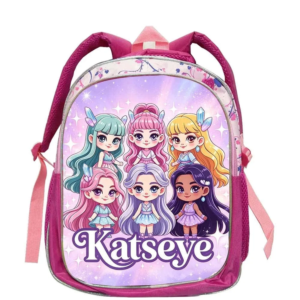 sacs à dos tendance katseye roses pour enfants, sacs d'école pour adolescentes et adolescents, sac à dos décontracté et tendance 12 pouces
