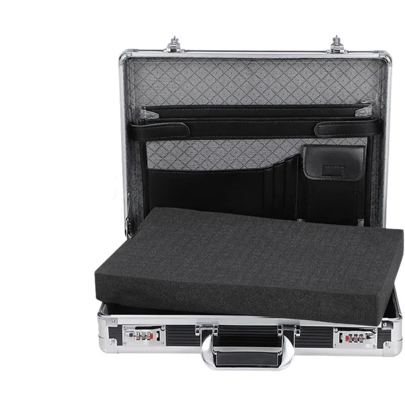 étui pour ordinateur portable verrouillable à cadre en aluminium-porte-documents de sécurité portable coffre-fort avec verrouillage par mot de passe pour fichiers informatiques