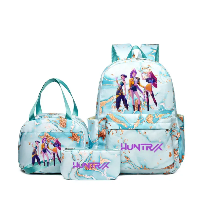 sacs à dos kpop demon hunters avec sacs à déjeuner, sacs d'école légers pour étudiants et adolescents, sac de voyage décontracté pour femmes, 3 pièces/ensembles