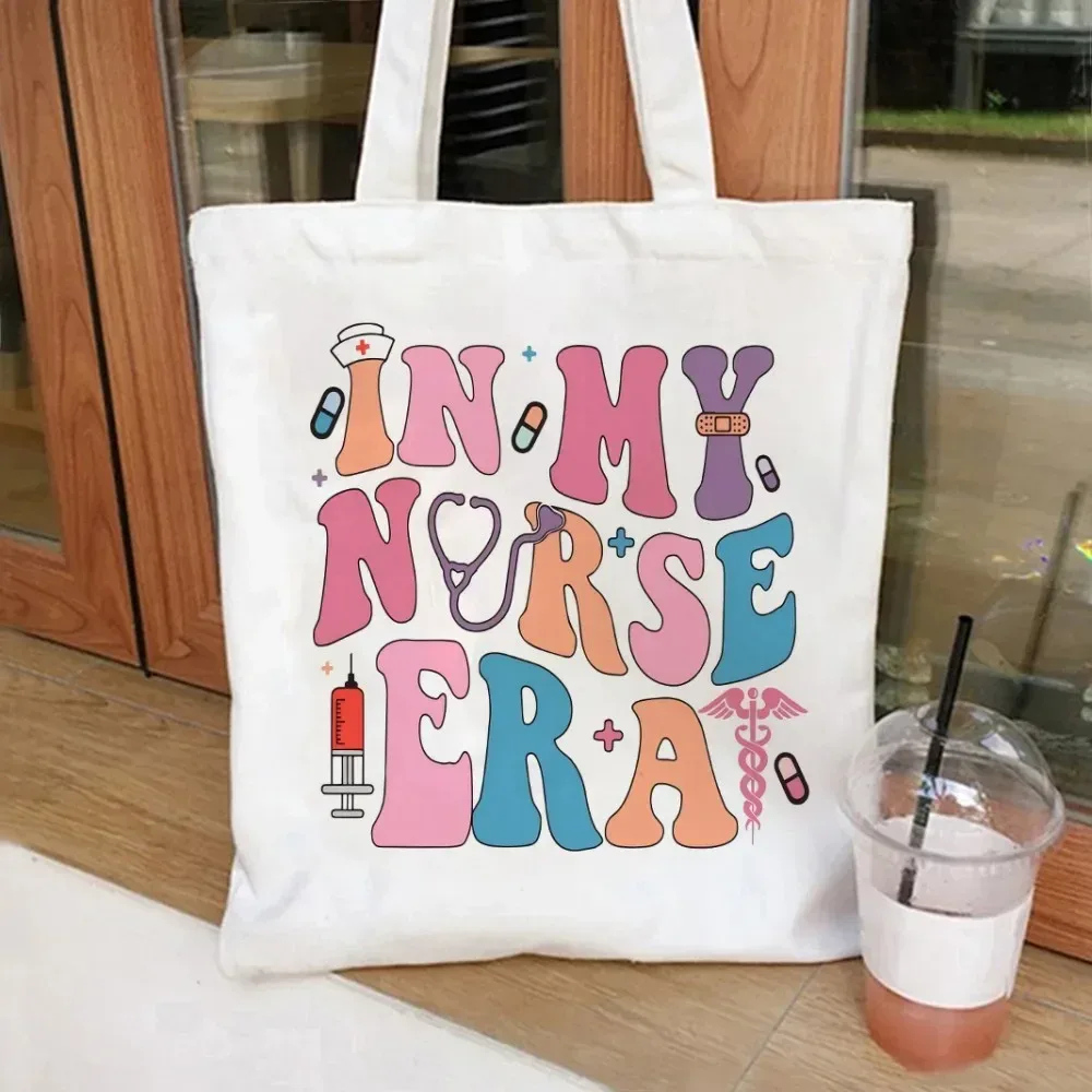 sac fourre-tout en toile nurse coquette bows and such, sac à cosmétiques, sacs de shopping grande capacité, sac à main à bandoulière, sacs à main eco girl