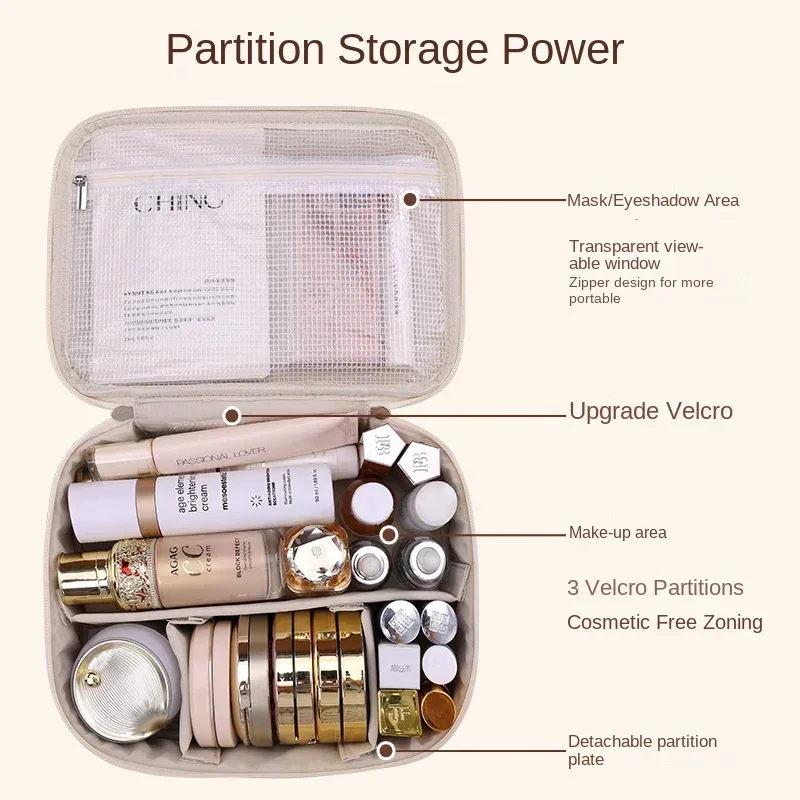 sac de rangement portable pour cosmétiques pour femmes, trousse de maquillage de luxe, grande capacité, essentiels de voyage, trousse de toilette, nouveau