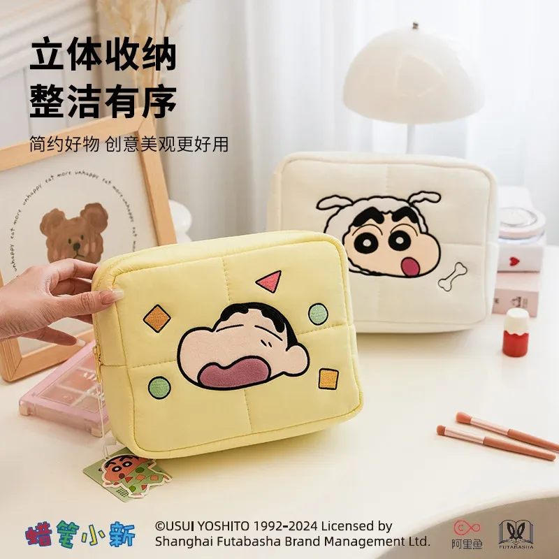 crayon shin-chan organisateur cosmétique dessin animé vers le bas sac de maquillage grande capacité mignon portable sac de rangement de voyage kawaii étui de maquillage