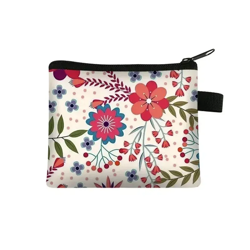 petit sac à cosmétiques imprimé floral pour filles et femmes, sac de rangement pour serviettes hygiéniques, sac de rangement pour pièces de monnaie, carte, argent, écouteurs, porte-rouge à lèvres, pochette