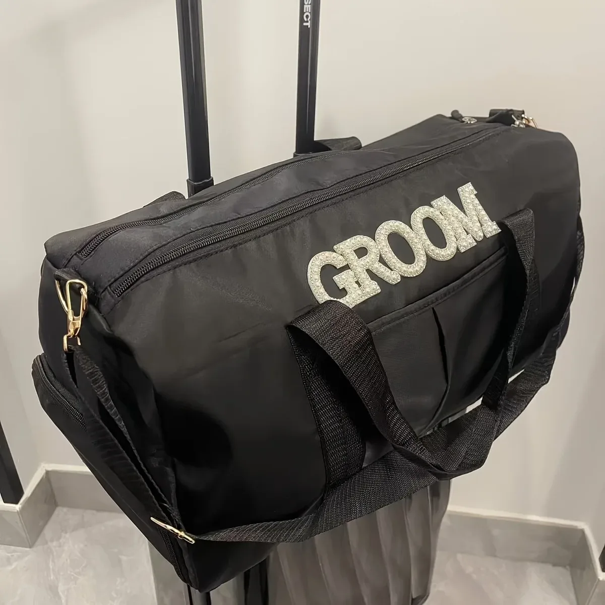 sac de voyage pour couple orné de strass, grande capacité, bandoulière, housse de protection pour bagages, sac de sport, sac de lune de miel, cadeau de mariage, sac de voyage