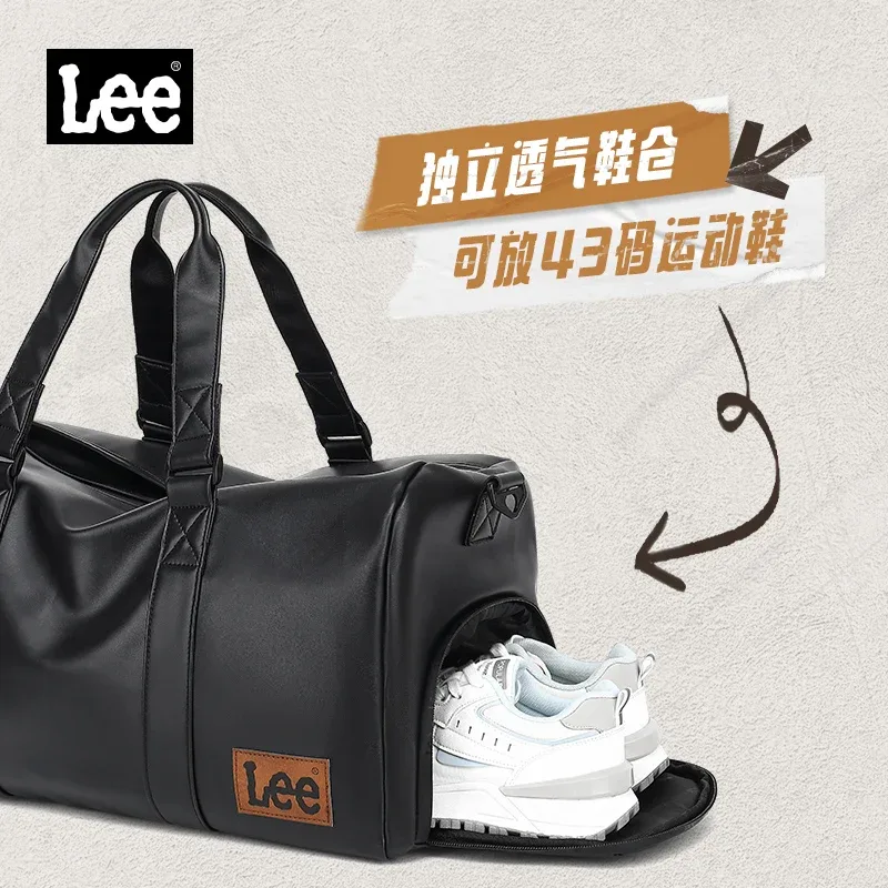 lee – sac polochon de voyage en cuir imperméable de haute qualité, compartiment à chaussures sec et humide, grand bagage d'entraînement, sac de fitness pour femmes et hommes