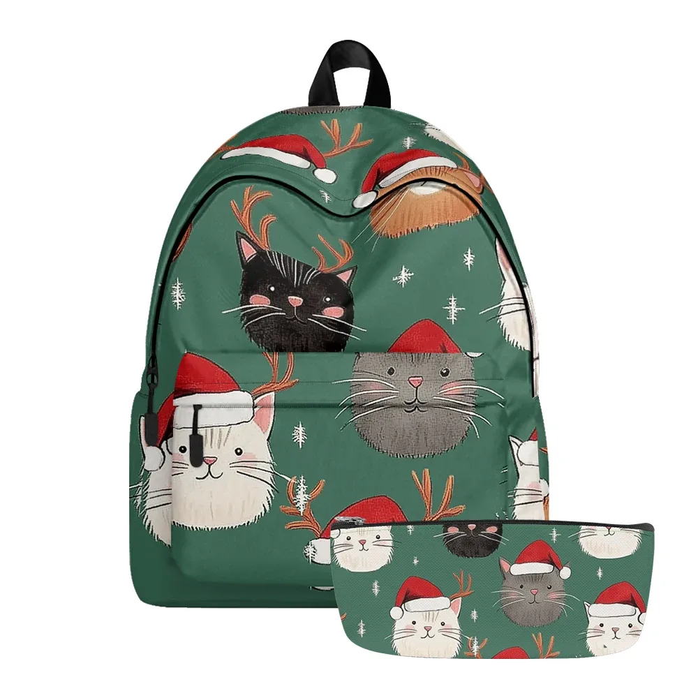 sac à dos imprimé de chats de dessin animé renard mignon, sacs à crayons à bretelles réglables, sac d'école léger et durable, sac à dos de voyage, ensembles pour adolescents