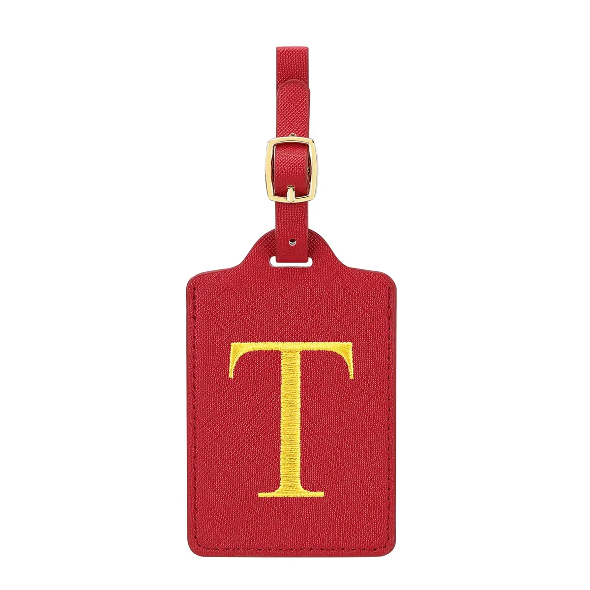 étiquettes de bagage miyin 26 lettres en cuir pu pour valises, protection de la vie privée, accessoires de voyage essentiels, rouge éclatant