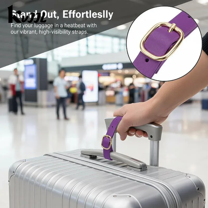 sangles multicolores pour étiquettes de bagages en pu, boucles en alliage, étiquette de bagage étanche, ultra légère, résistante à l'usure, pour voyage d'affaires