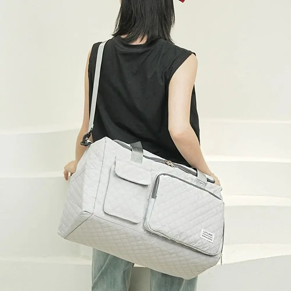 sac de voyage oxford pliable et robuste, sac à bagages de voyage de couleur unie avec compartiment à chaussure
