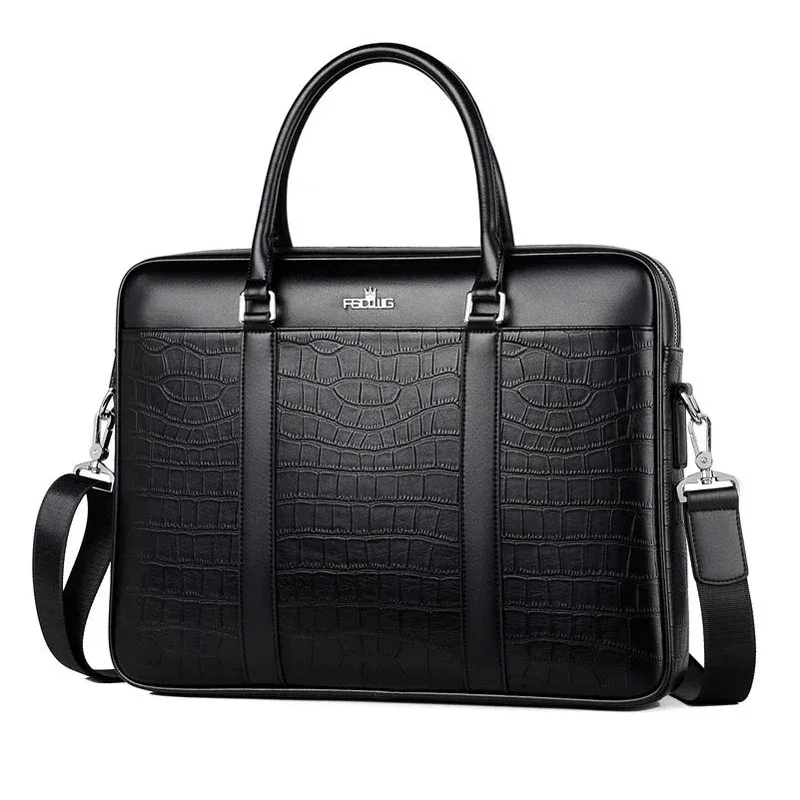 nouvelle sacoche d'affaires de luxe en cuir de crocodile fendu pour homme 2026 – sac à bandoulière et sac messager pour ordinateur portable