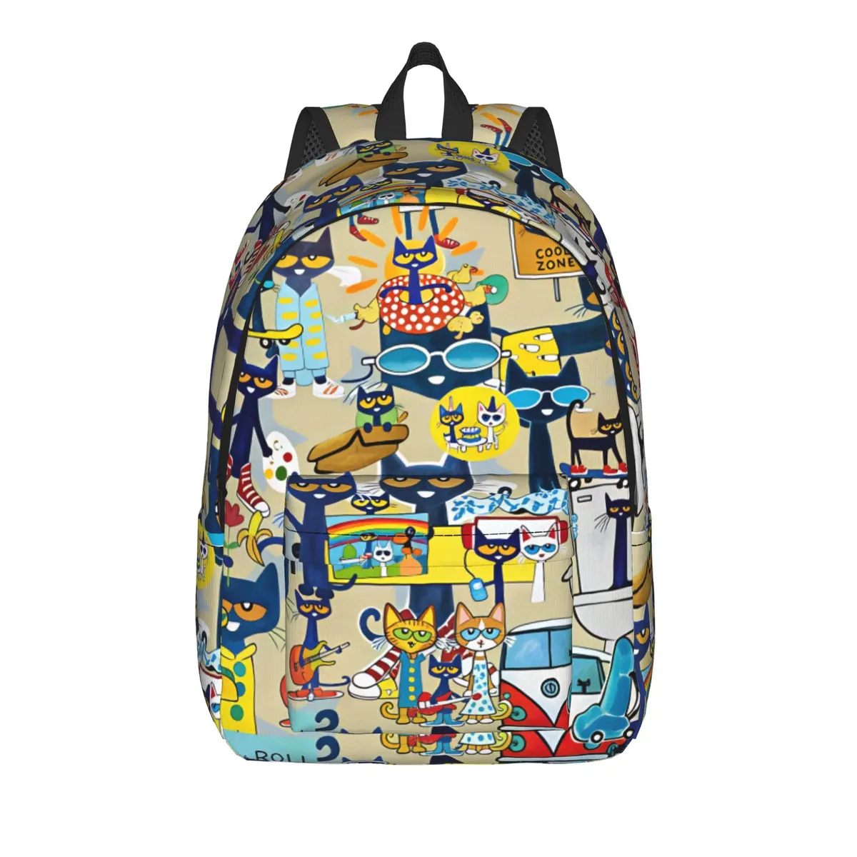 sac à dos pete the cat i love my white shoes pour garçon, en polyester, grand sac à dos esthétique pour l'école secondaire, idéal pour l'entraînement