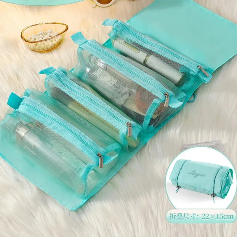 sac à cosmétiques détachable, grande capacité, 4 en 1, sacs à maquillage portables, sac de rangement pliable pour cosmétiques de voyage, trousse de toilette