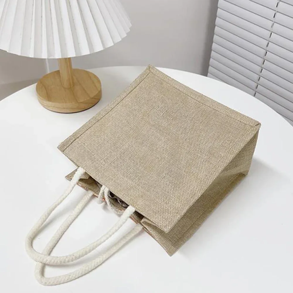 sac fourre-tout en lin avec fermoir à bouton, sac à lunch en poudre, sac fourre-tout, sac à main à bento, impression de fleurs mignonnes, sac à bento alimentaire pour pique-nique