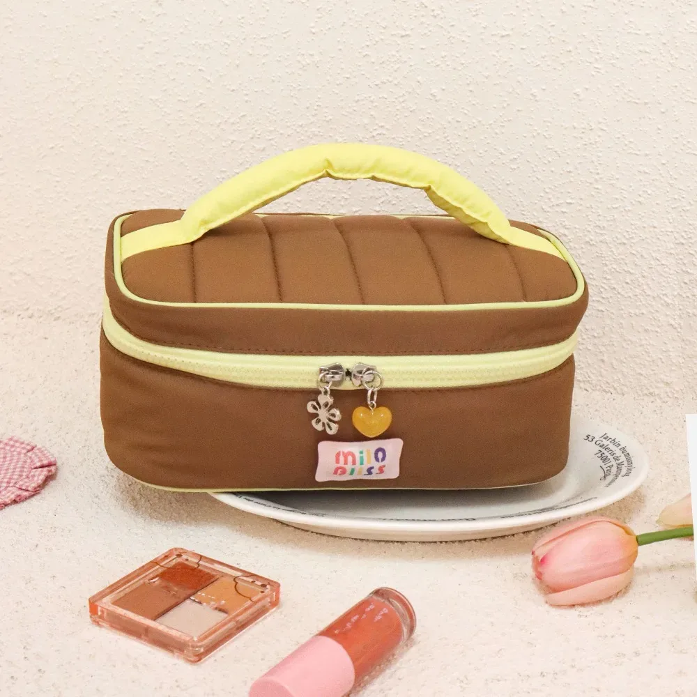 petite trousse de toilette fraîche et colorée, portable, grande capacité, sac de voyage pour cosmétiques, série pour filles, sac de rangement, couleur contrastée