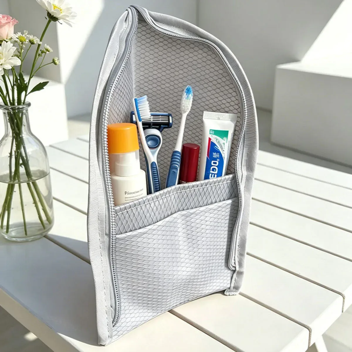 trousse de toilette en maille respirante à séchage rapide, étui à brosse à dents, organisateur de cosmétiques anti-moisissure pour voyage, dortoir universitaire, salle de sport, douche
