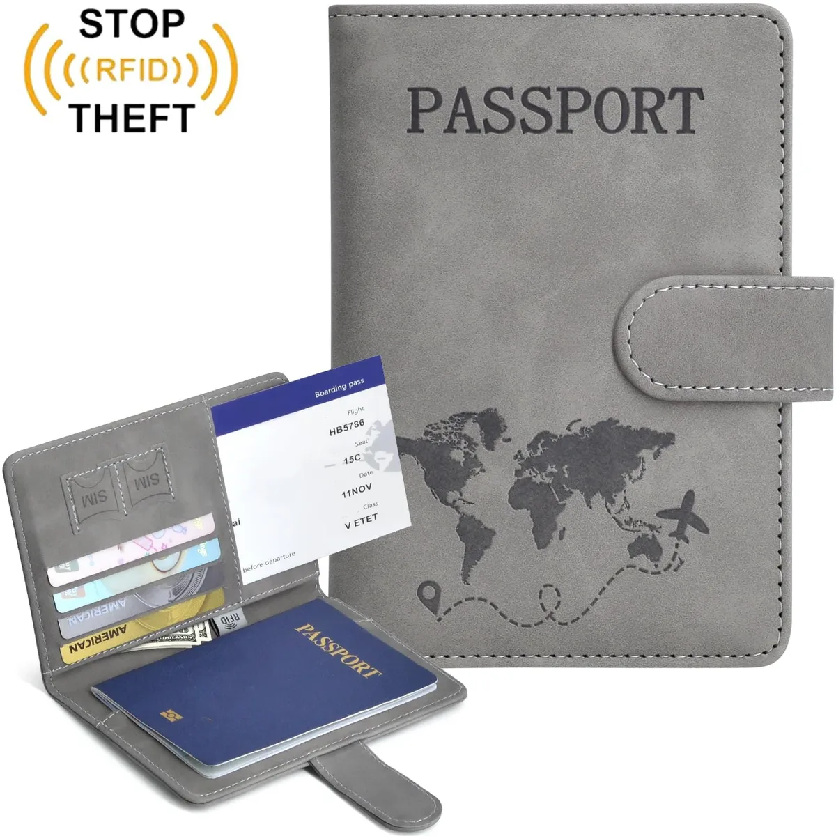 porte-passeport pour homme et femme avec blocage rfid, protège-passeport, organiseur de documents de voyage