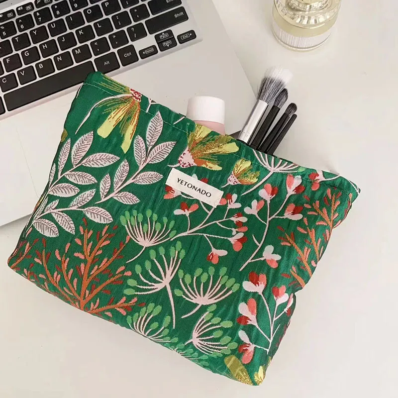 trousse de maquillage pour femmes, trousse à cosmétiques, pochette de toilette à fleurs, étui organisateur, trousse de maquillage, lavage de voyage, pochette de rangement de voyage pour filles