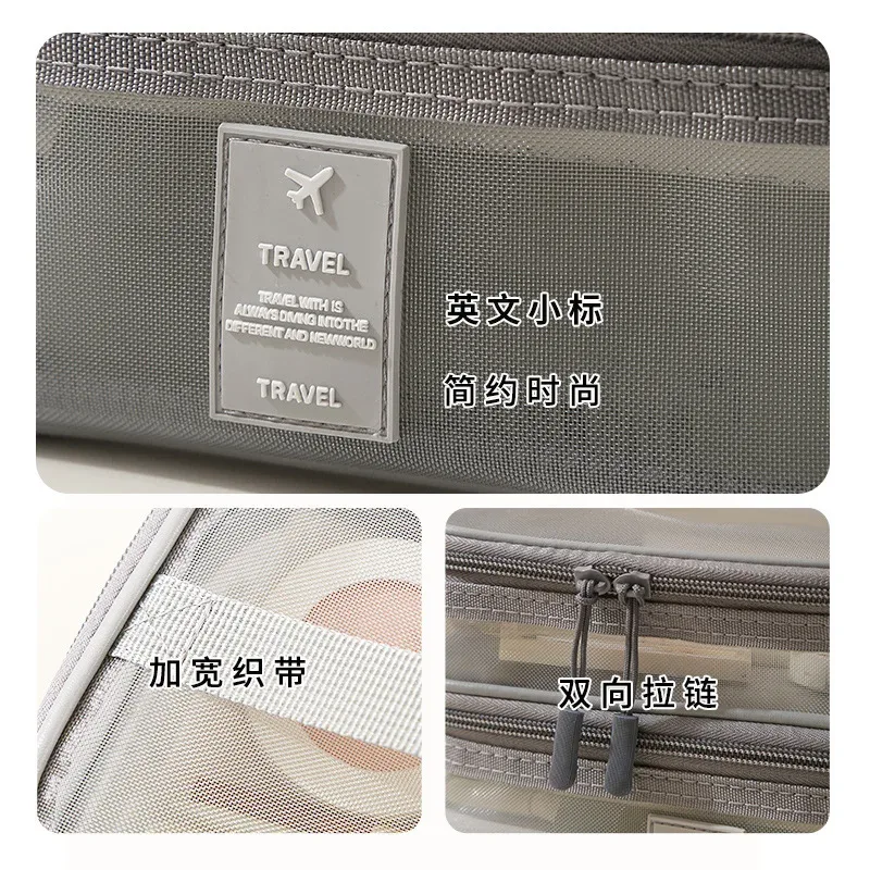 nouvelle trousse de maquillage multifonctionnelle de voyage, sac de rangement portable pour cosmétiques, grande capacité, sac de toilette en maille transparente, trousse de maquillage