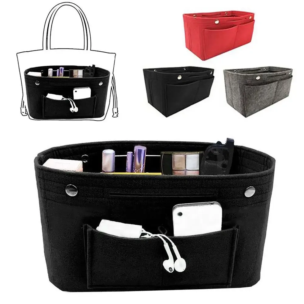 Sac à main en feutre pour femme, sac de voyage, doublure d'insertion, organisateur de sac à main, poudres