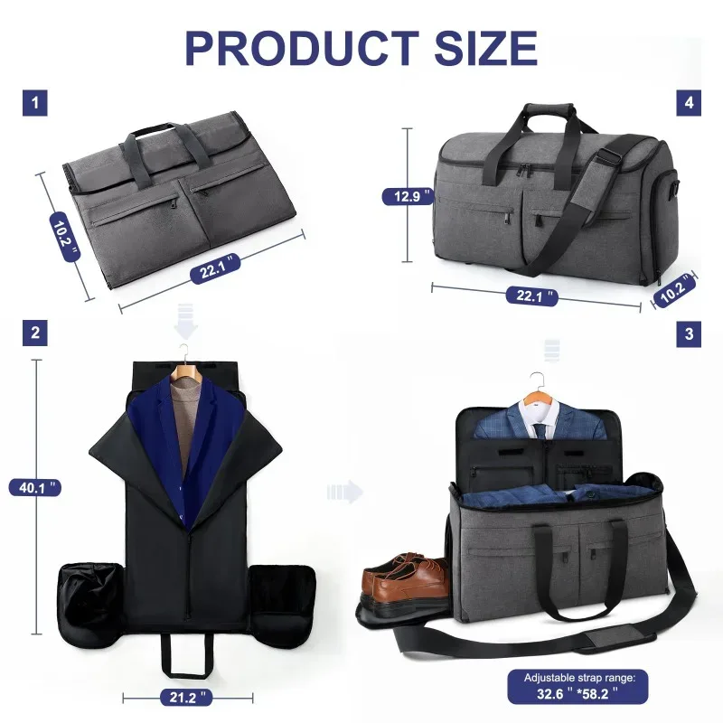 sac de rangement multifonctionnel de grande capacité pour hommes, sac de voyage d'affaires étanche, sac de rangement portable à bandoulière pour vêtements et costumes, 2025
