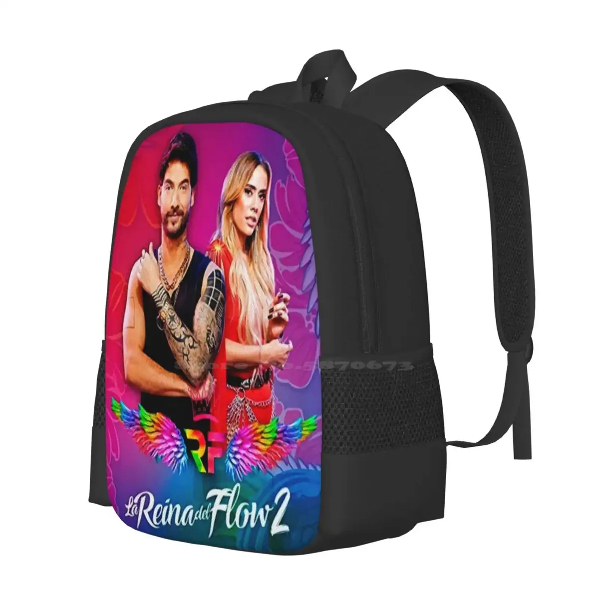 la reina del flow sac à dos scolaire de grande capacité, sacs pour ordinateur portable, cool retro vintage classic aesthetic colorful band music singer