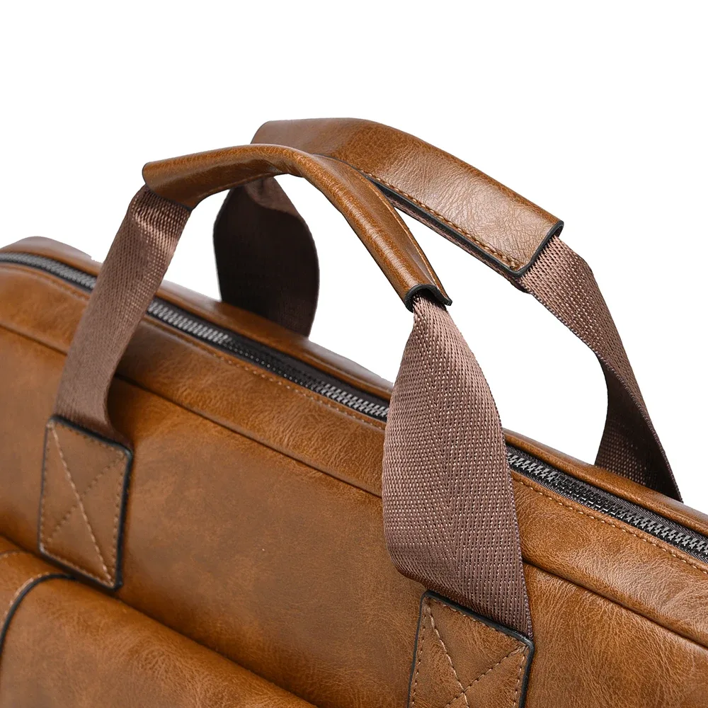 porte-documents d'affaires pour hommes, grande capacité, sac pour ordinateur portable en cuir pu, fourre-tout à bandoulière à la mode pour le travail et le bureau