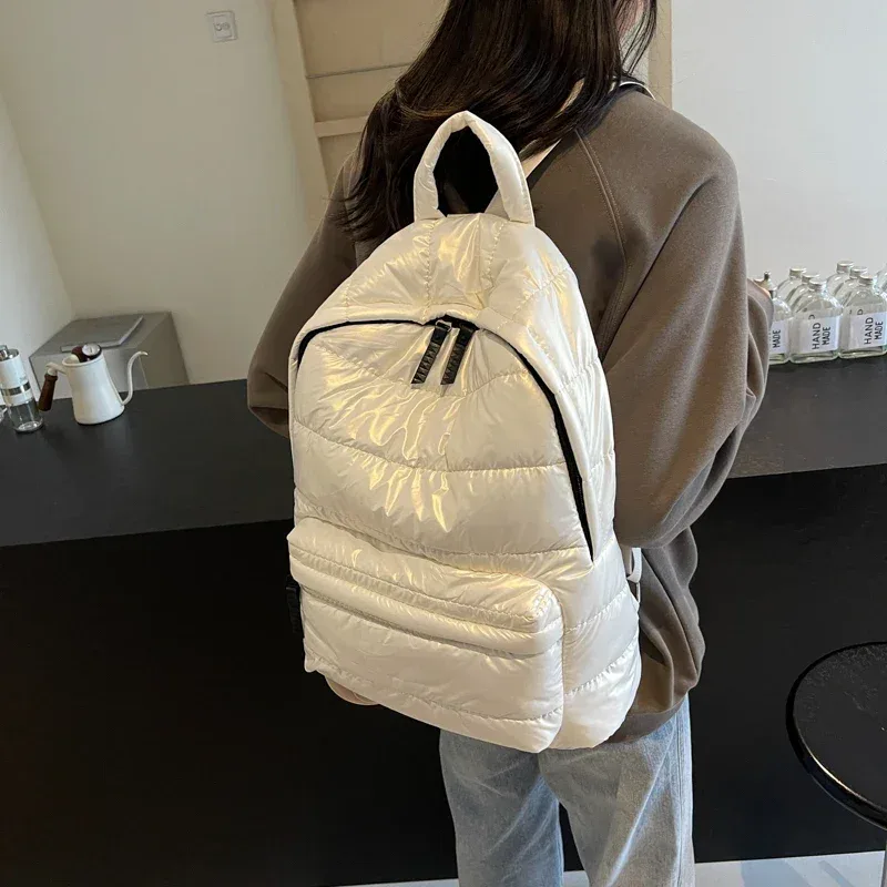 sac à dos d'école rembourré en coton imperméable pour femme, sac à dos décontracté pour femme, sacs de voyage, mode initiée, automne, hiver