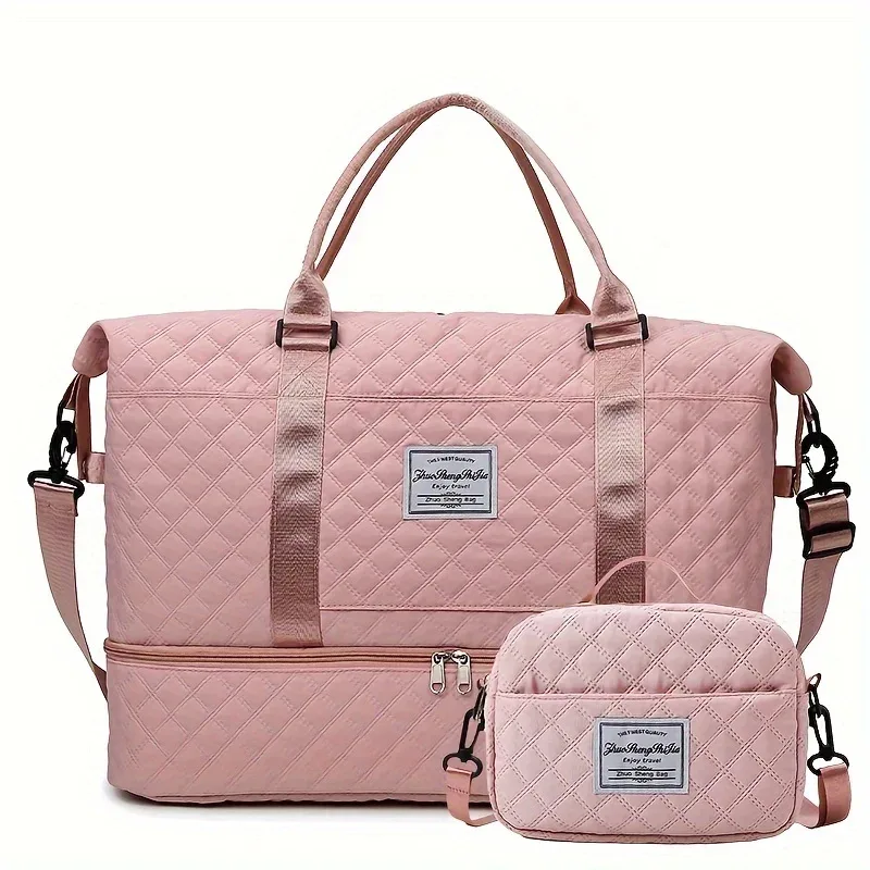 sac de voyage de grande capacité 2 pièces/ensemble, fourre-tout de sport, fitness, yoga, sac de nuit pour week-end et trousse de maquillage pour femmes