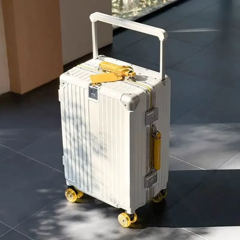 valise de chariot d'équilibre de voyage à guidon large avec roues silencieuses colorées serrure tsa bagage roulant matériau pc de grande capacité
