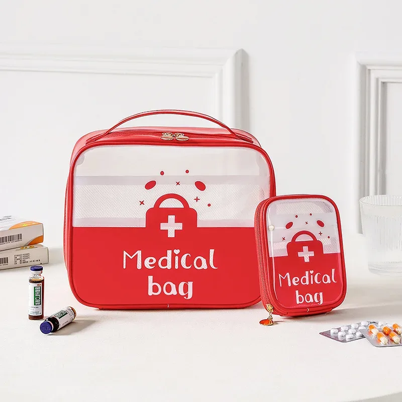 trousse à médicaments transparente et étanche, trousse de premiers soins portable de voyage, sac de rangement 