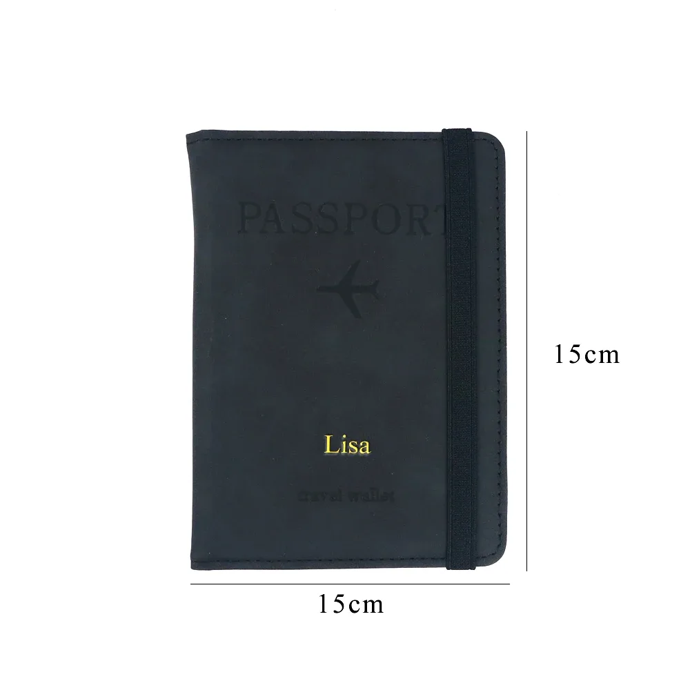 porte-cartes en cuir pu personnalisé avec nom, porte-passeport, housse de passeport rfid, sac de voyage multifonctionnel, porte-documents
