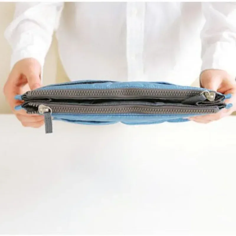 trousse de toilette de voyage multifonctionnelle à double fermeture éclair, grande capacité, organisateur de cosmétiques à plusieurs compartiments, pochette portable