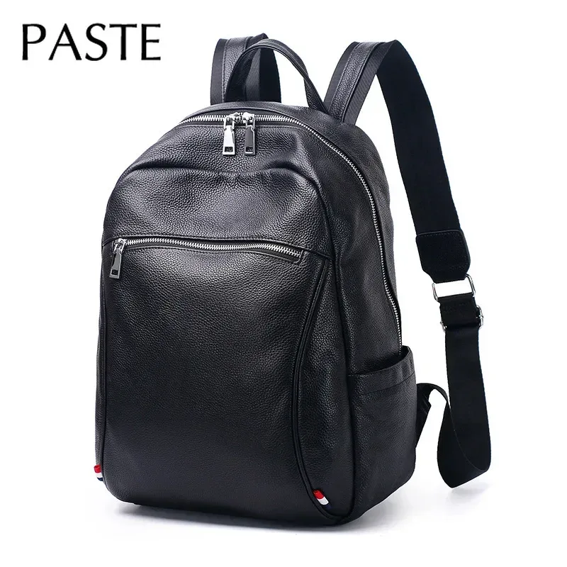 sac à dos pour homme en cuir de vache véritable noir tendance 2026, sac à dos pour ordinateur portable, sac d'affaires pour homme, sac à dos de haute qualité pour adolescents
