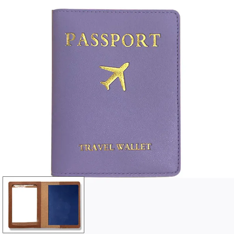 porte-passeport en cuir pu pour femmes et hommes, clip multifonctionnel pour billet d'avion, portefeuille et étui pour carte d'identité, 1pc