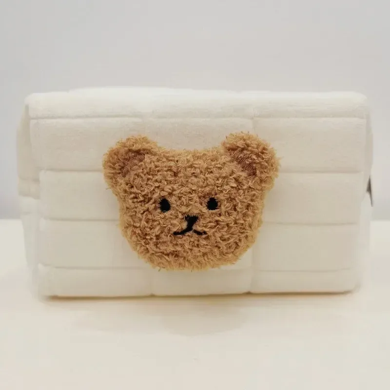 trousse de toilette portable ours mignon pour bébé, sacs à cosmétiques, pochette à couches, organisateur d'articles pour bébé, sac à cluth en coton réutilisable pour maman