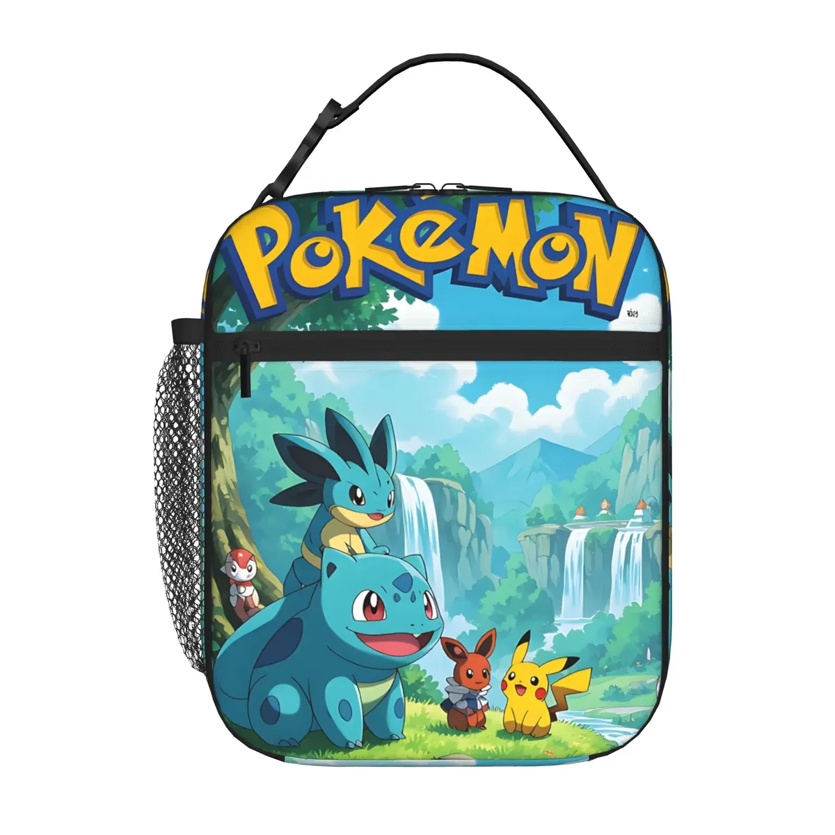 sac de rangement avec fermeture éclair, 1 pièce, pochette pour le déjeuner scolaire, boîte à nourriture pokemon, réutilisable pour le déjeuner