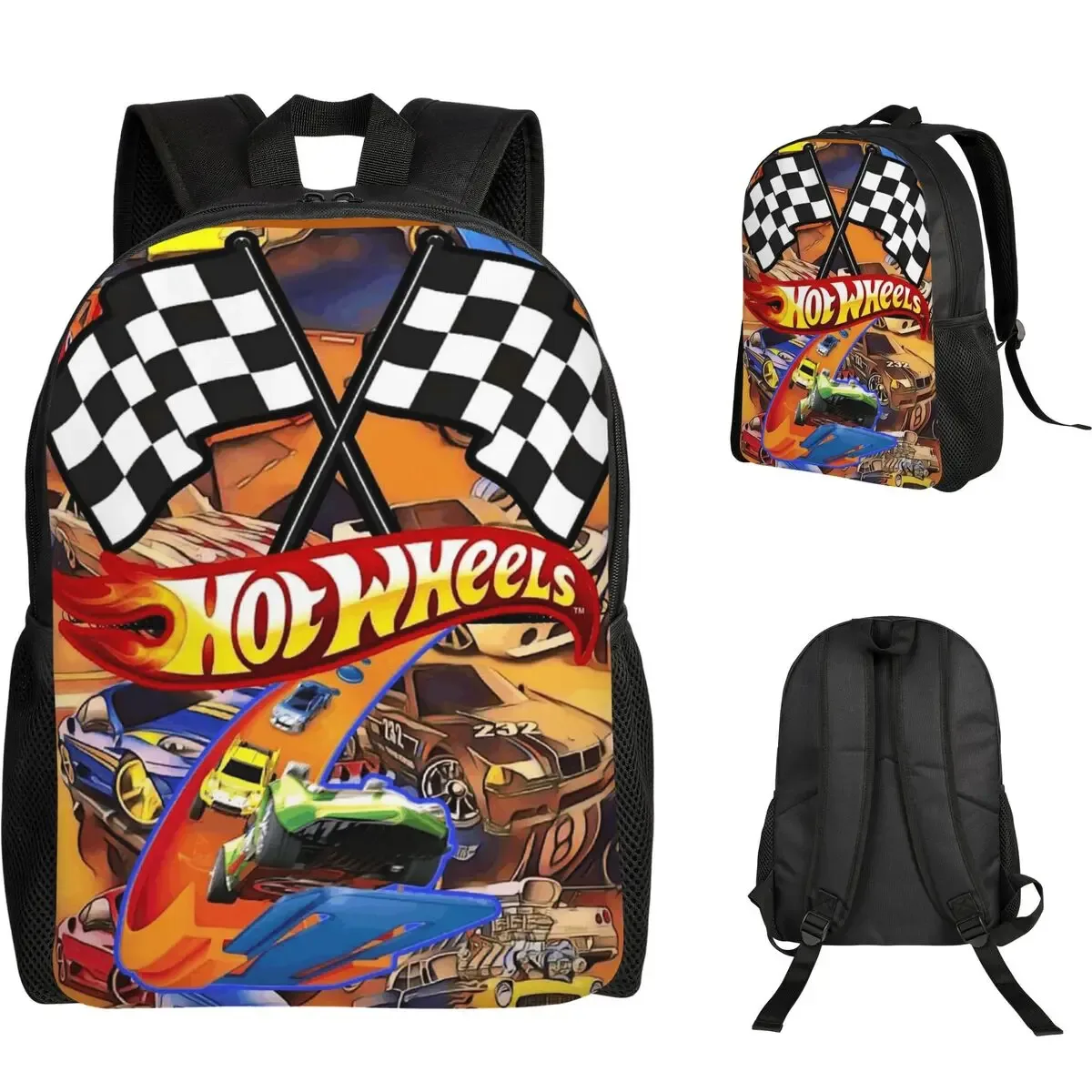 sac à dos hot wheels race pour étudiants, garçons et filles, sac d'école, sac à bandoulière pour ordinateur
