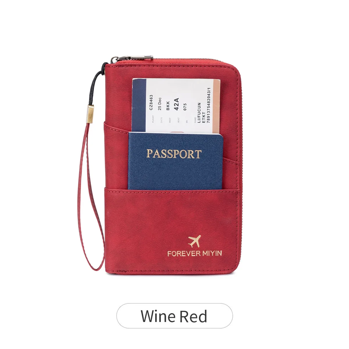 porte-passeport familial de voyage, portefeuille de rangement à fermeture éclair pour documents de grande capacité, sac à main en pu, accessoire de voyage unisexe