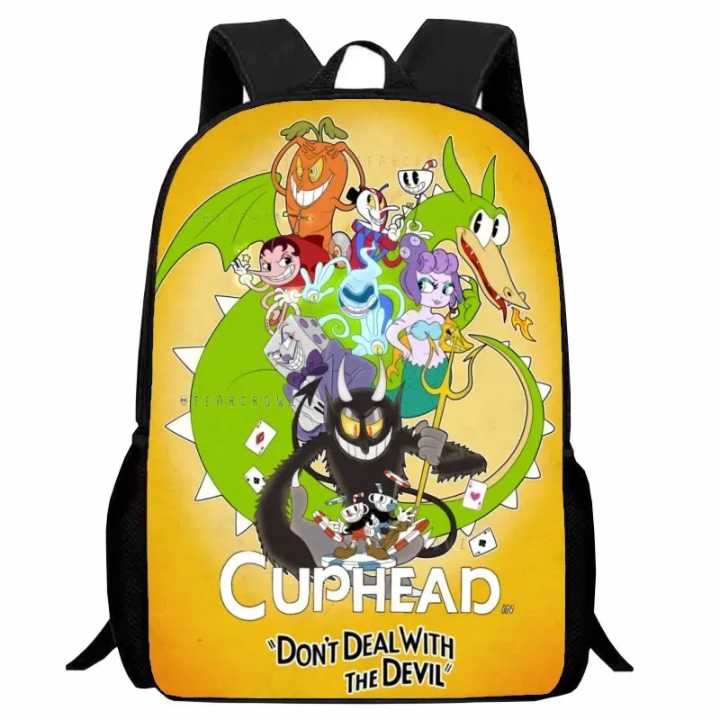 cuphead étudiant sac à dos dessin animé tasse à thé tête sac à dos léger 123 qualité garçons et filles